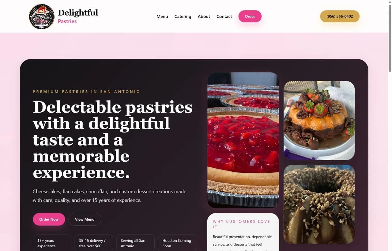 Delightful Pastries homepage screenshot